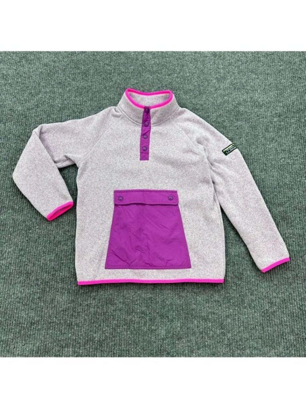 LL Bean Sweater Fleece Half Snap Pullover Cozy Outdoor 520499 Girls Medium 10-12